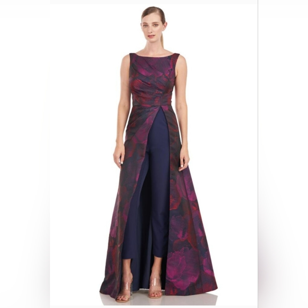 Kay Unger New York Floral Jacquard Gown with Pants Size 6